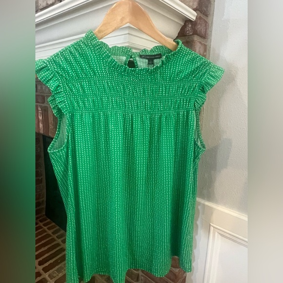 Adrianna Papell Dot Print Sleeveless Top with Ruffled Details - Picture 1 of 6